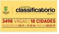 IFPI exame classificatório ingresso 2017
