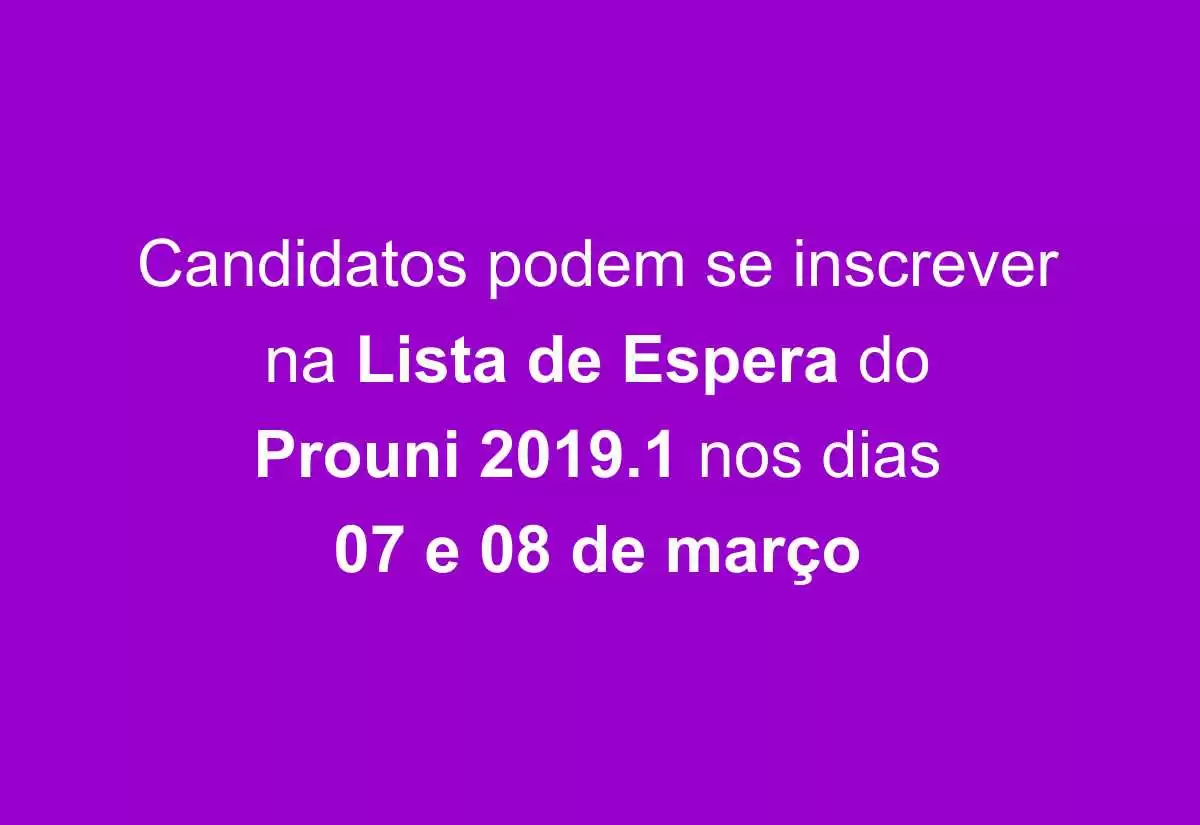 Lista de Espera do PROUNI 2019