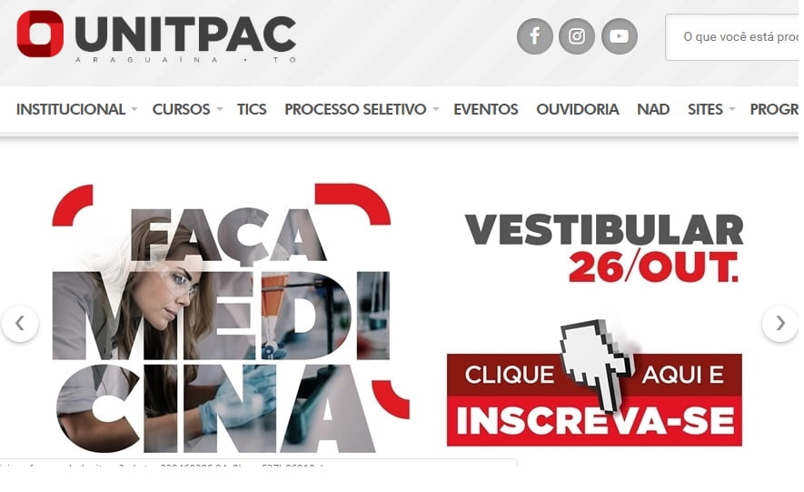UNITPAC 2020: Inscrição para o Vestibular de Medicina