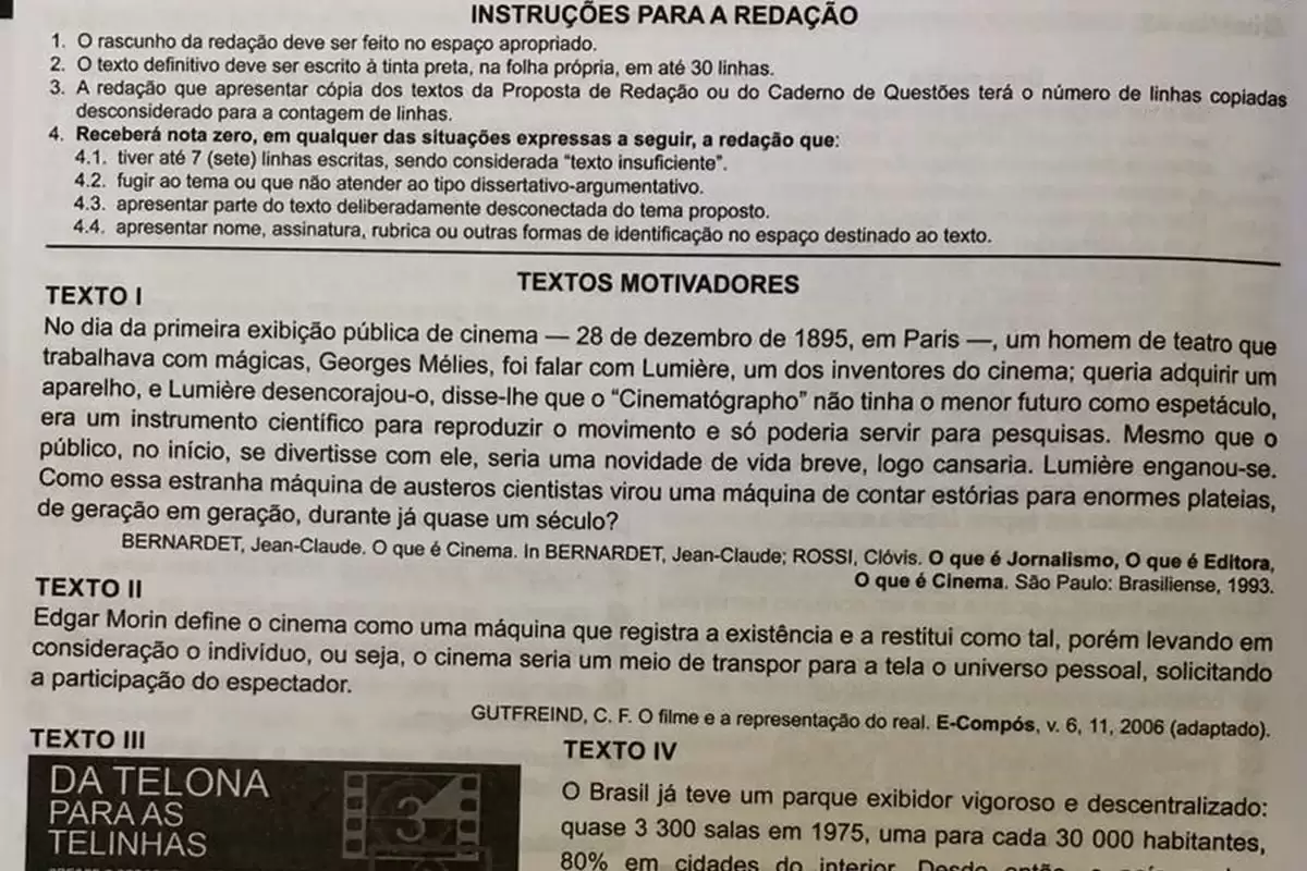 Foto da prova do Enem 2019 vaza na web