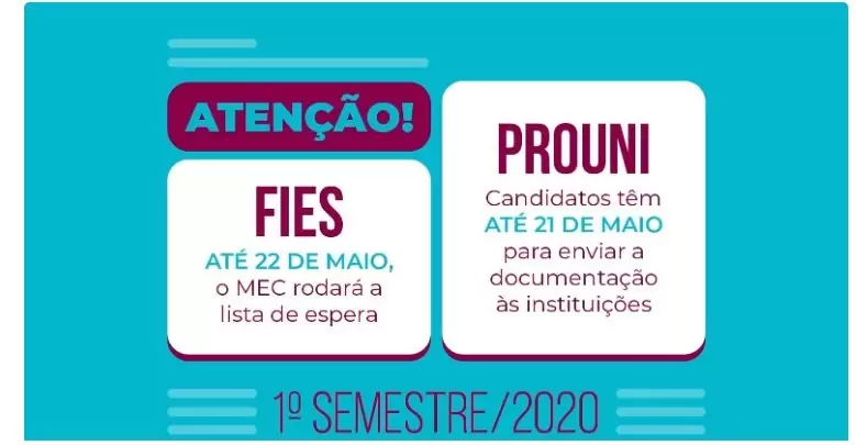 Fies Prouni 1º semestre de 2020