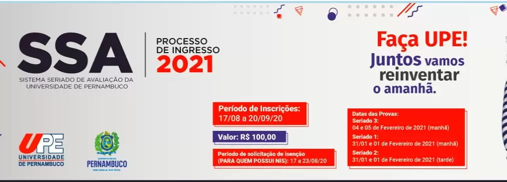 UPE abre inscrição para o SSA 2021 no dia 17 de agosto