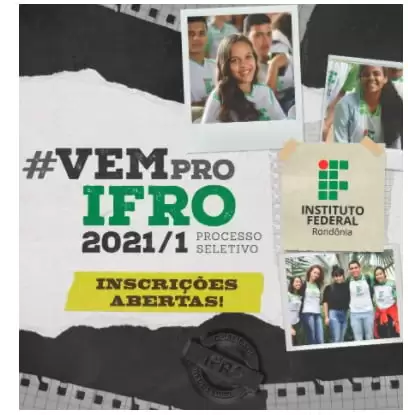 IFRO abre inscrição para o Processo Seletivo 2021
