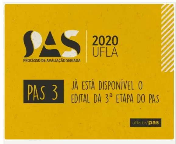 UFLA divulga edital da terceira etapa do PAS 2020, que terá inscrição em março