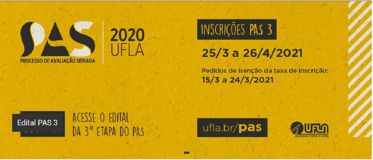UFLA abre inscrição para a terceira etapa do PAS 2020
