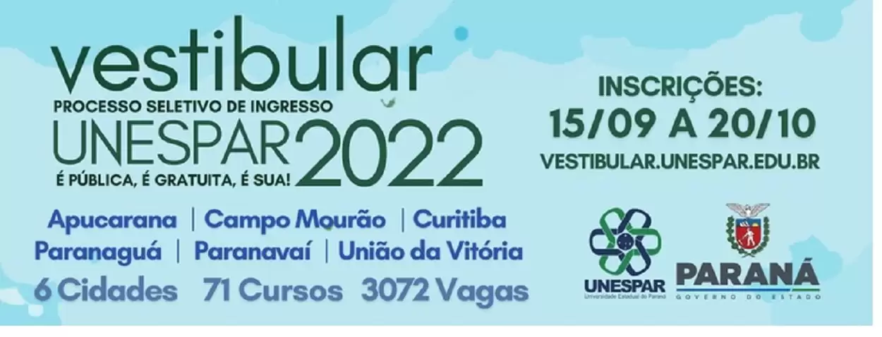 Unespar abre inscrição para o Vestibular 2022