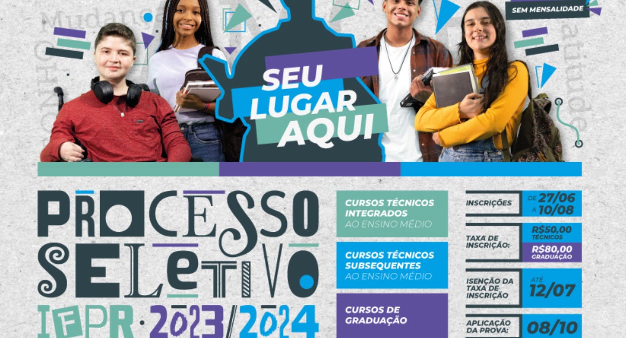 IFPR abre inscrição do Processo Seletivo 2023.2 (Cursos Técnicos e Superiores)