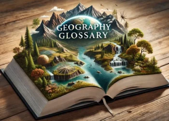 Paisagem natural com um livro aberto em mesa de madeira.