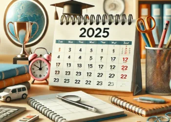 Calendário 2025 aberto com datas mensais corretas