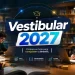 Grupo de jovens estudando juntos para o vestibular 2027 em ambiente de aprendizagem