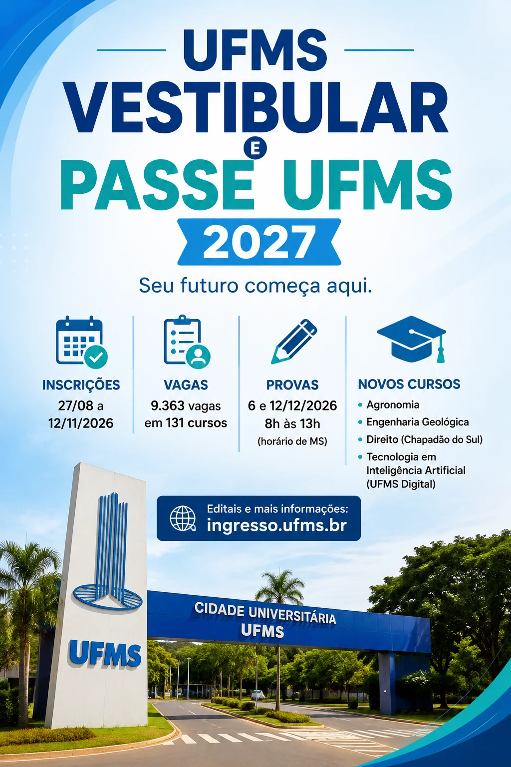 Vestibular e PASSE UFMS 2027 (Imagem: IA)