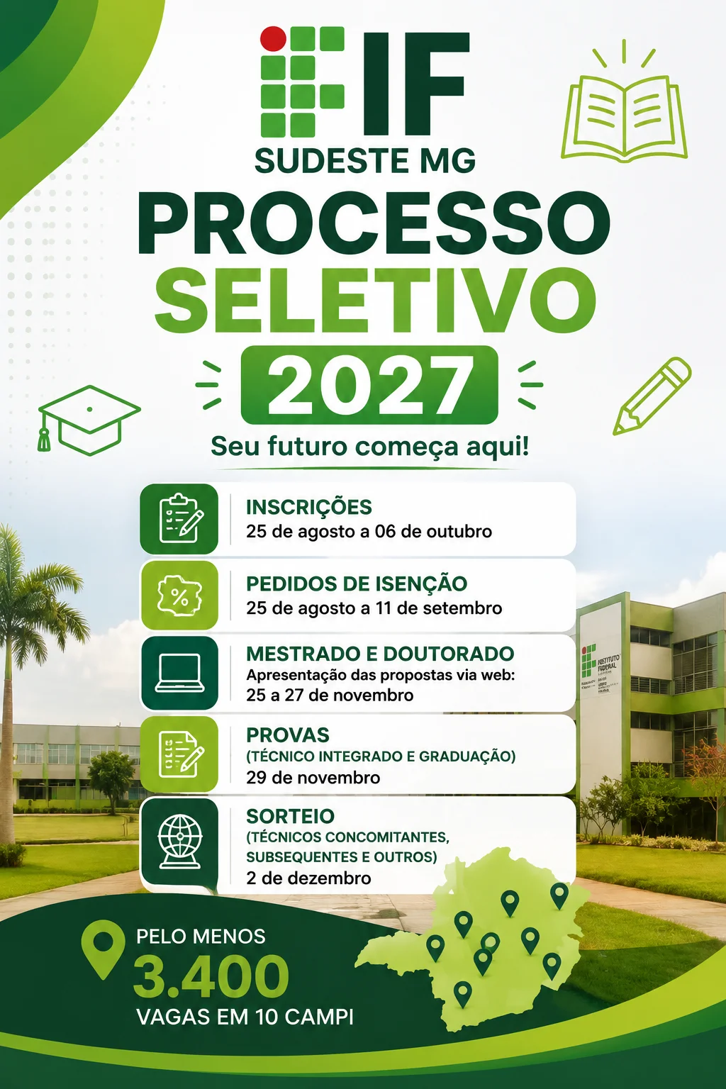 Datas e inscrição Processo Seletivo IFSudeste MG 2027