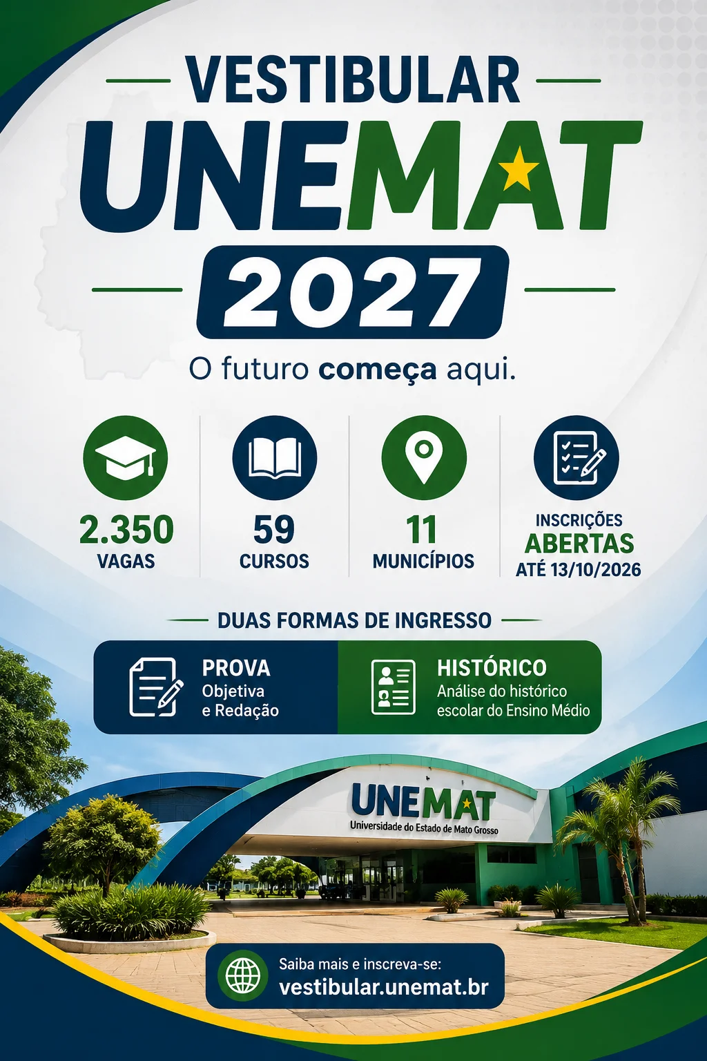 Datas e inscrições do Vestibular Unemat 2027