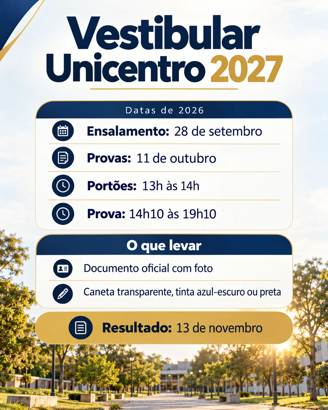 informações vestibular unicentro 2027