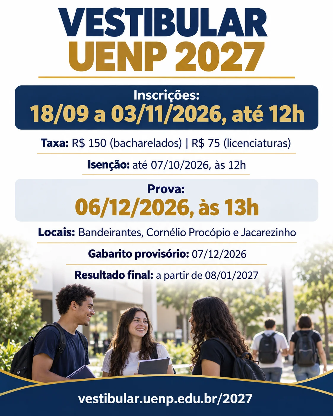 informações vestibular uenp 2027
