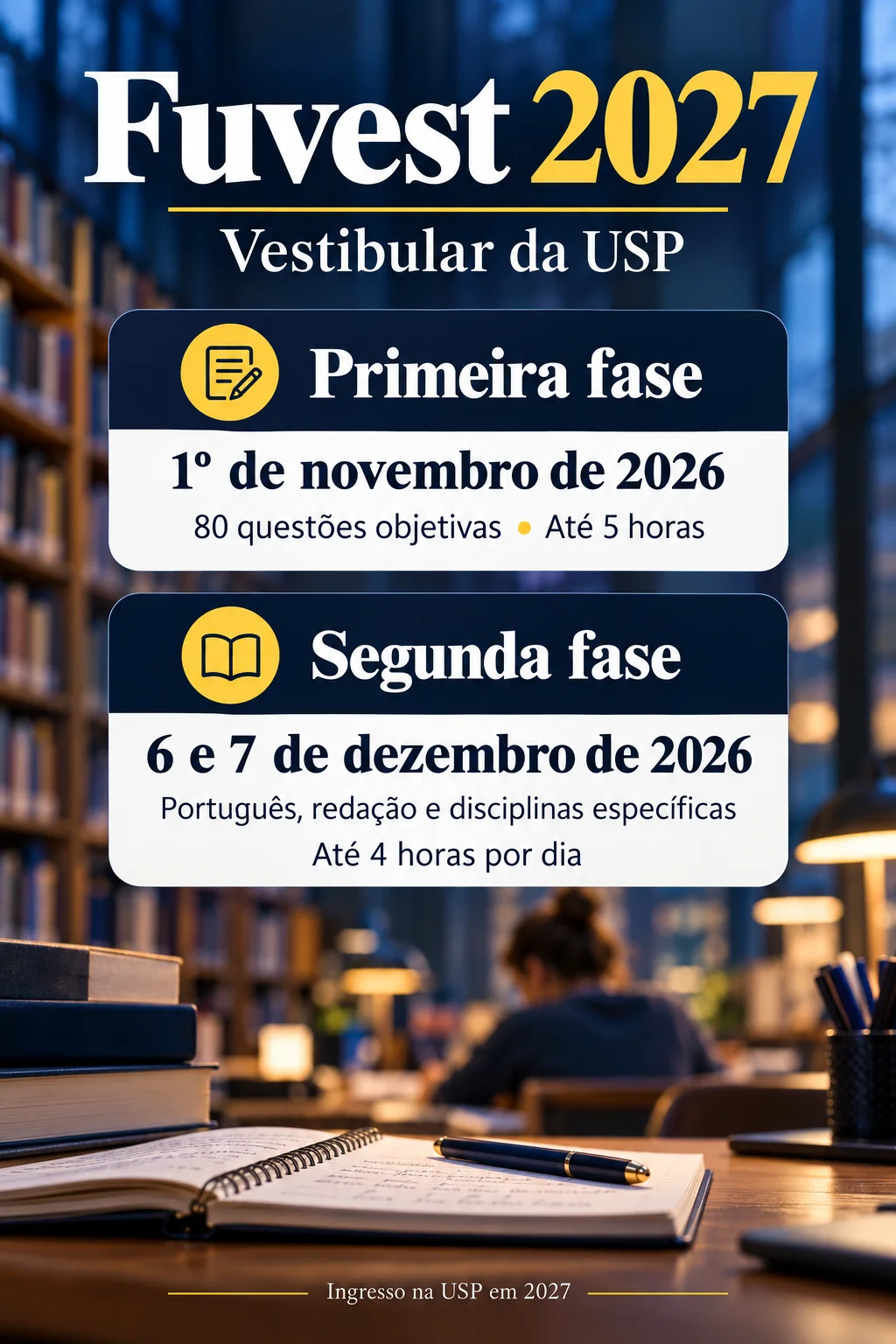 Provas Vestibular Fuvest 2027 (Imagem IA)